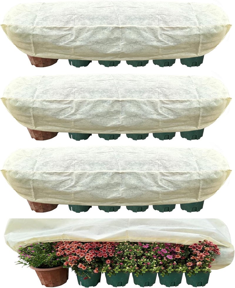 DINGBAI Plant Cover Freeze Protection, Winter Plant Covers, Plant Frost Cover, Tree Plant Freeze Protection Covers, Planter Plant Winter Frost Blanket with Zip Drawstring,4 Pack (59x17.7x15.7INCH) - Image 1